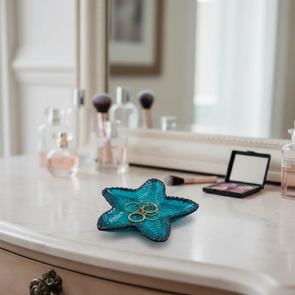 Starfish Trinket Dish | Teal Resin Jewelry Holder - view 4