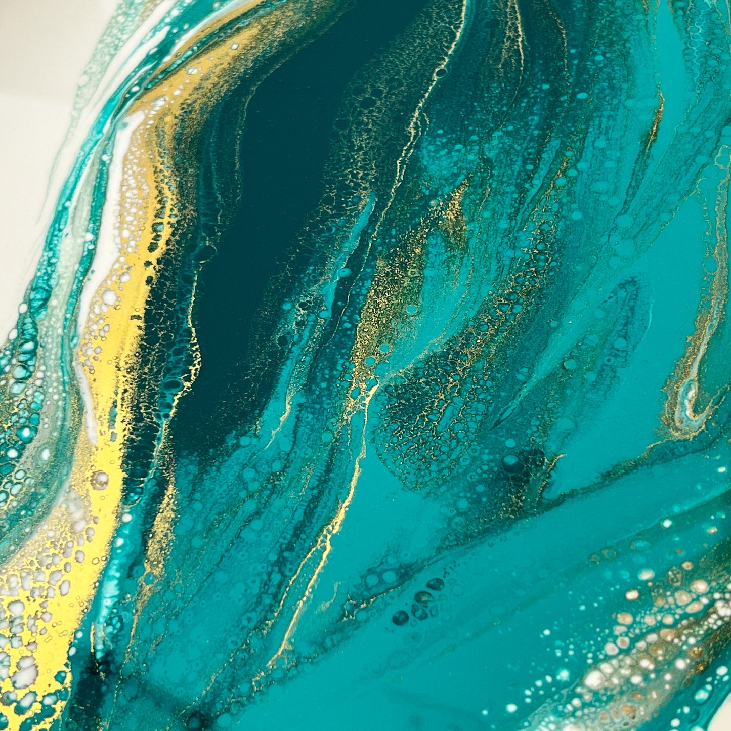 Geode Inspired Bamboo Tray- Teal waves