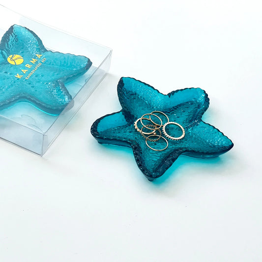 Starfish Trinket Dish | Teal Resin Jewelry Holder - view 2