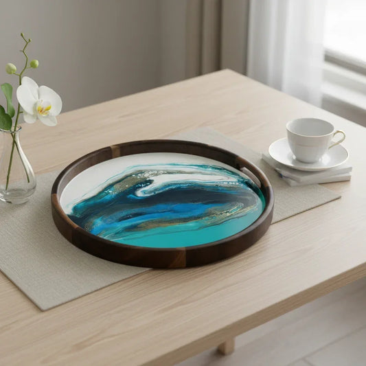 Blue waves Resin Serving Tray