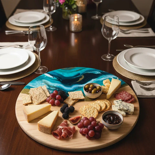 Teal Love Resin Lazy Susan