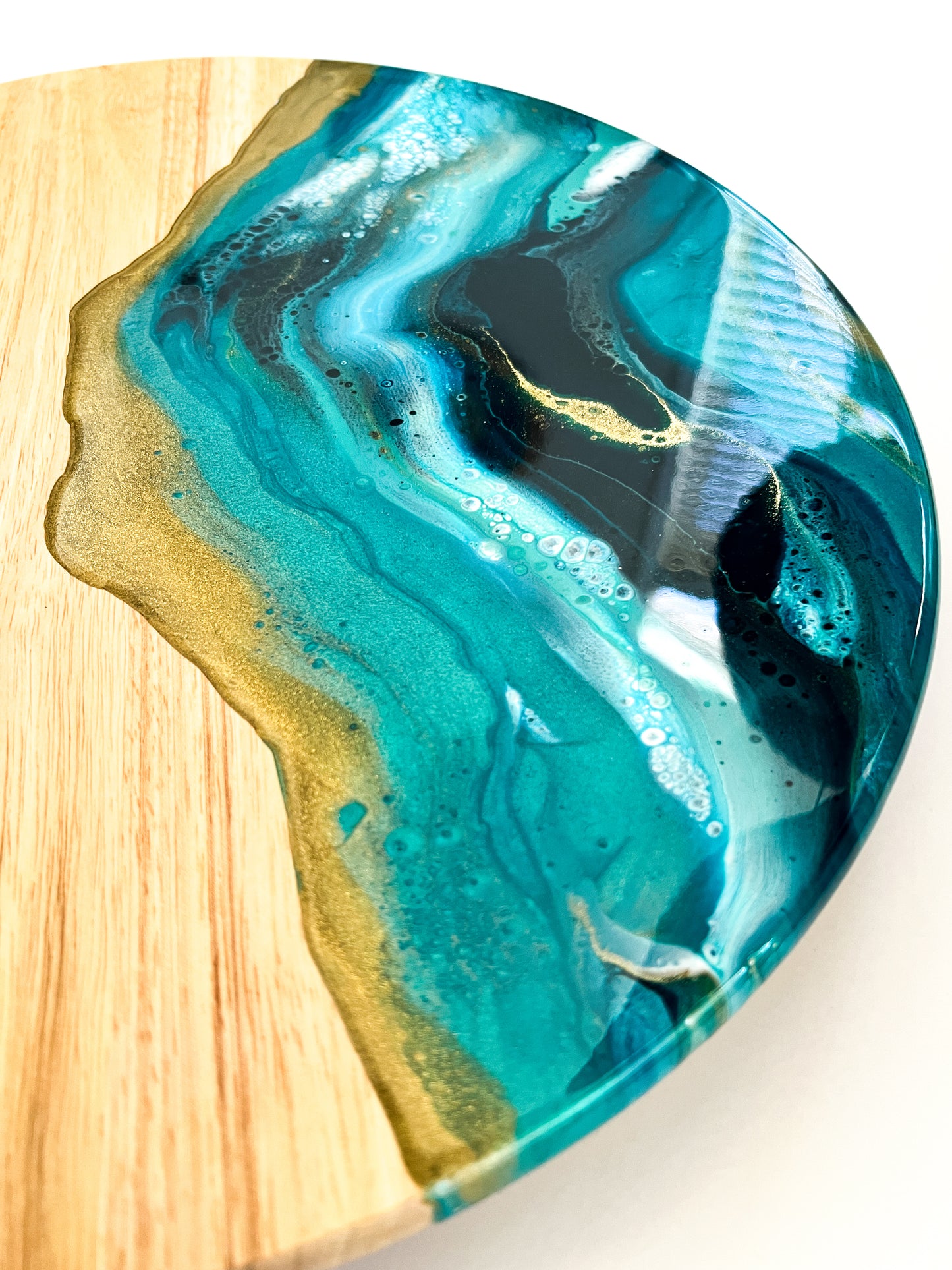 Geode Inspired Lazy Susan- Teal Love