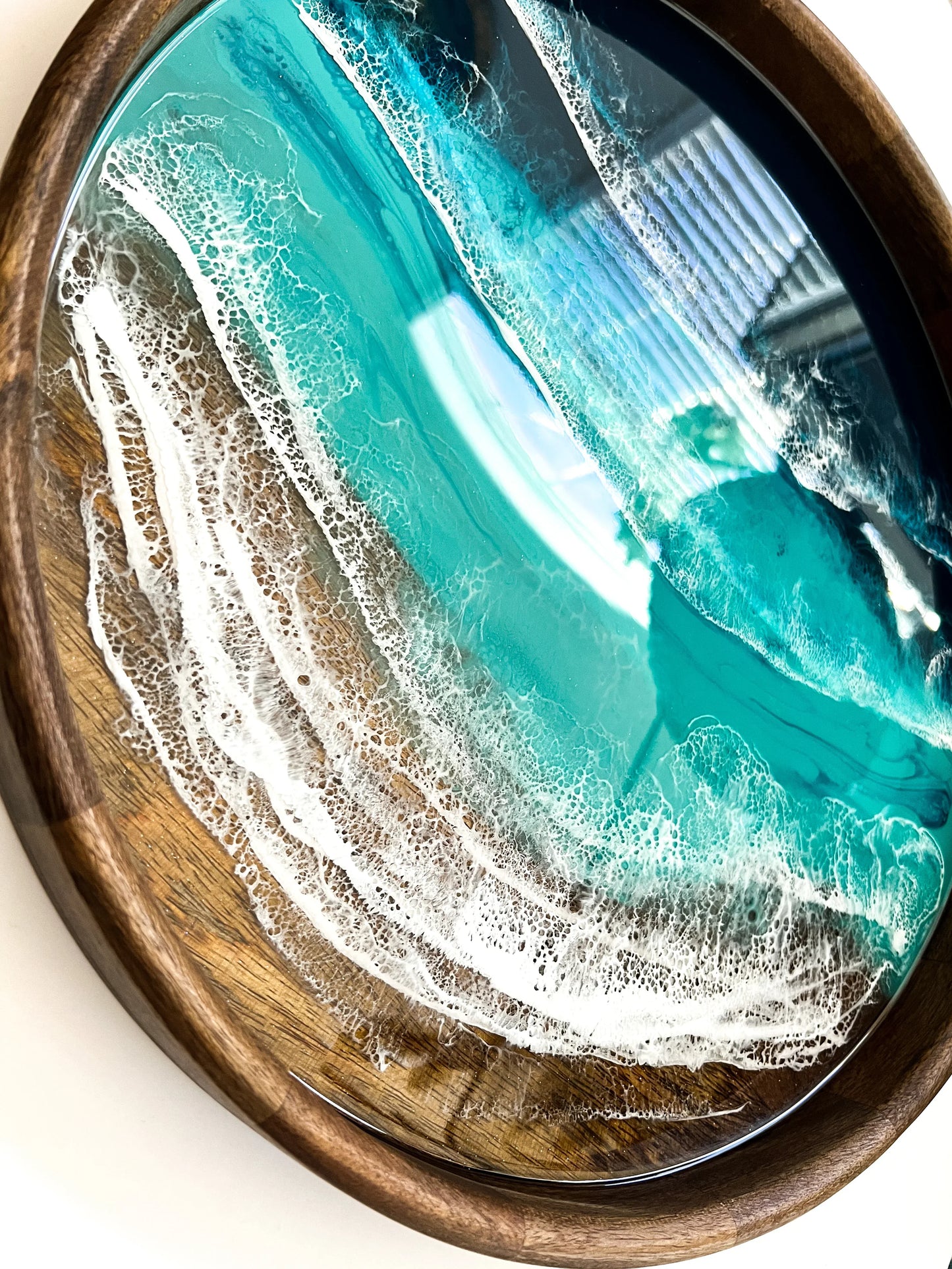 Shoreline Mango Wood & Ocean Resin Serving Tray