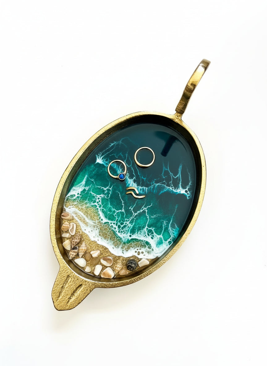 Swan Trinket Tray - with shells- Made to order