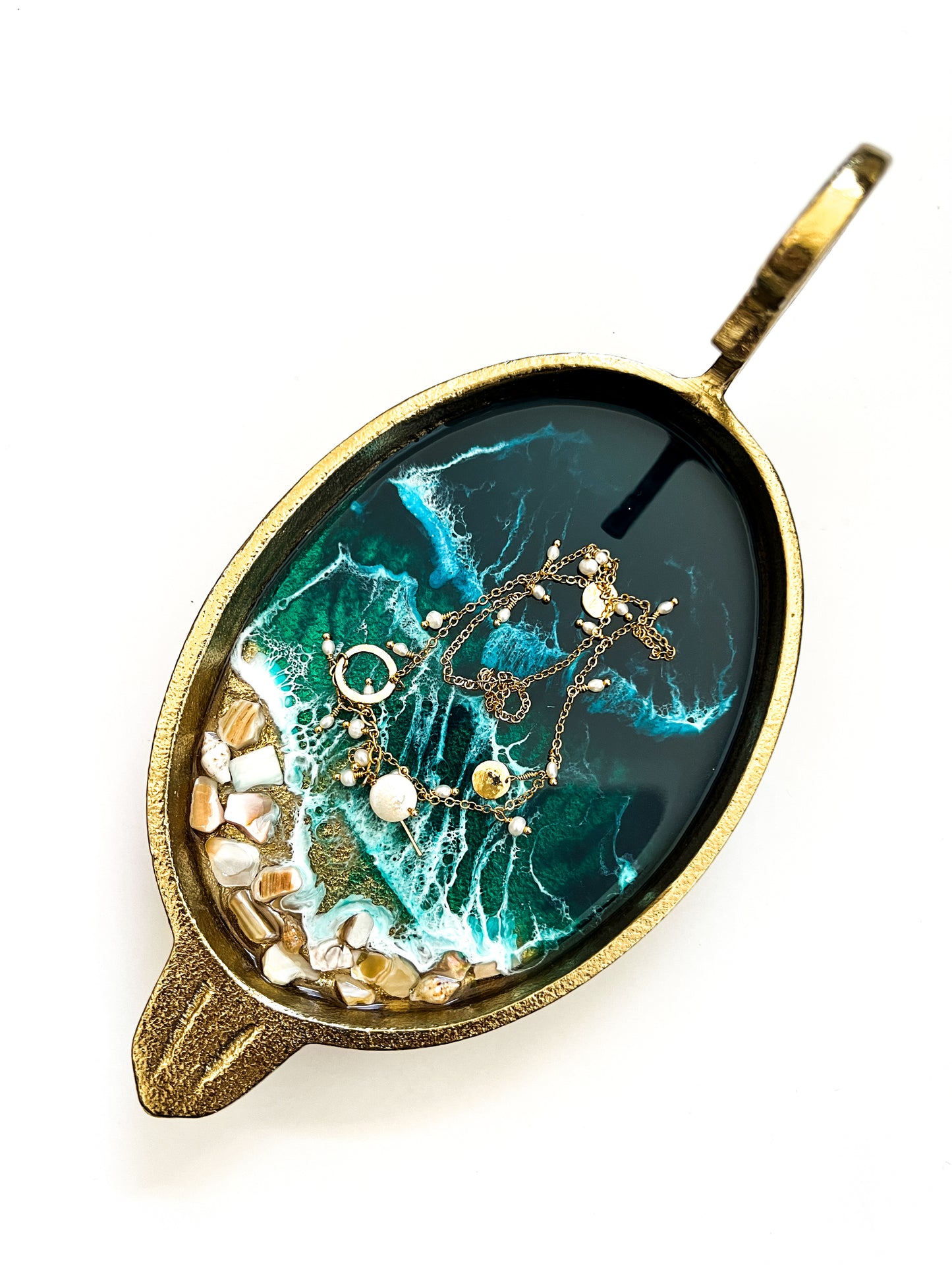 Swan Trinket Tray - with shells- Made to order