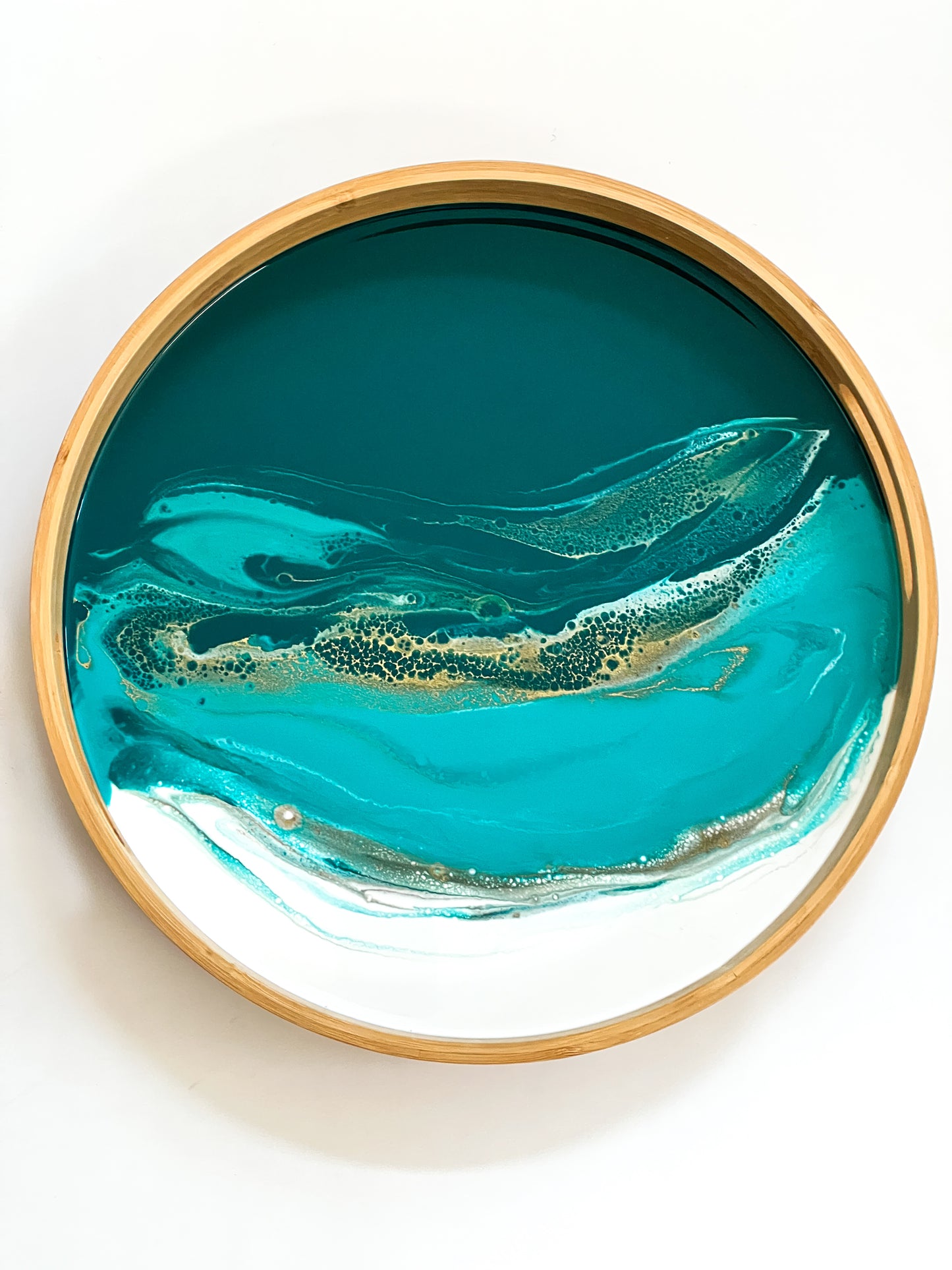 Geode Inspired Bamboo Tray- Tide Whisper