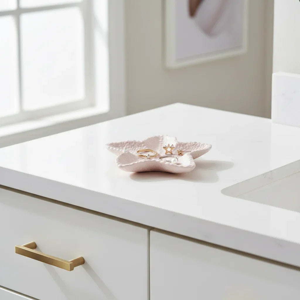Ocean-Inspired Starfish Trinket Dish | Minimal Coastal Accent - Pink - view 5