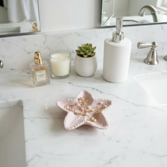 Ocean-Inspired Starfish Trinket Dish | Minimal Coastal Accent - Pink - view 2
