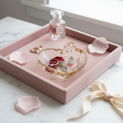 Floral Heart Trinket Dish – Preserved Flowers in Crystal-Clear Resin