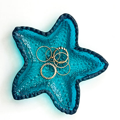 Starfish Trinket Dish | Teal Resin Jewelry Holder