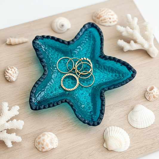 Starfish Trinket Dish | Teal Resin Jewelry Holder