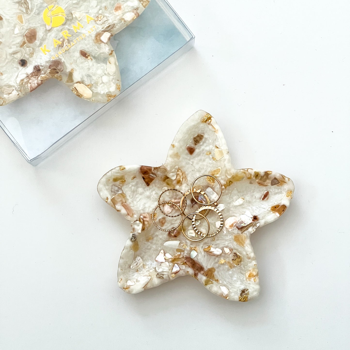 Starfish Trinket Dish | Pearl White Shells Jewelry Holder