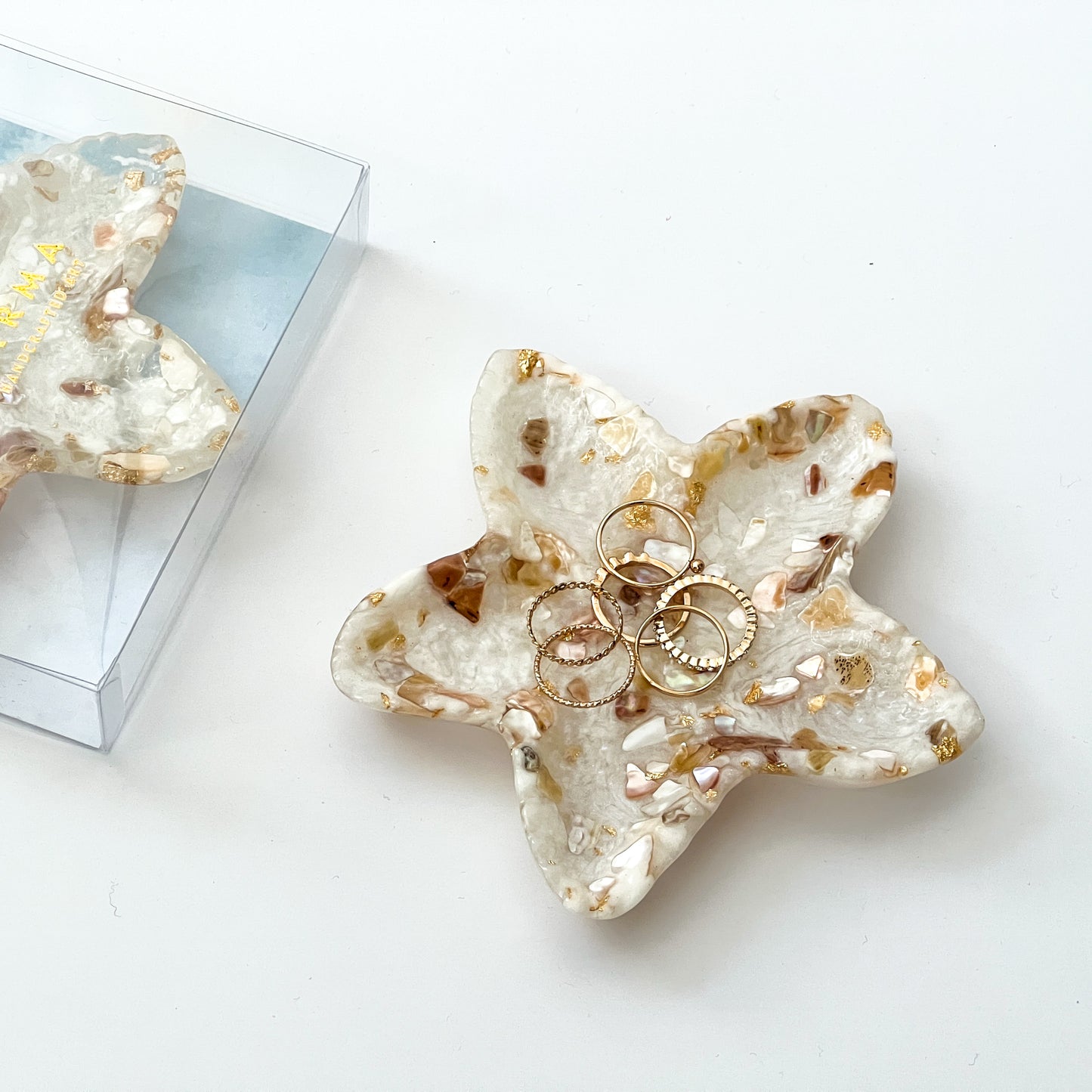 Starfish Trinket Dish | Pearl White Shells Jewelry Holder