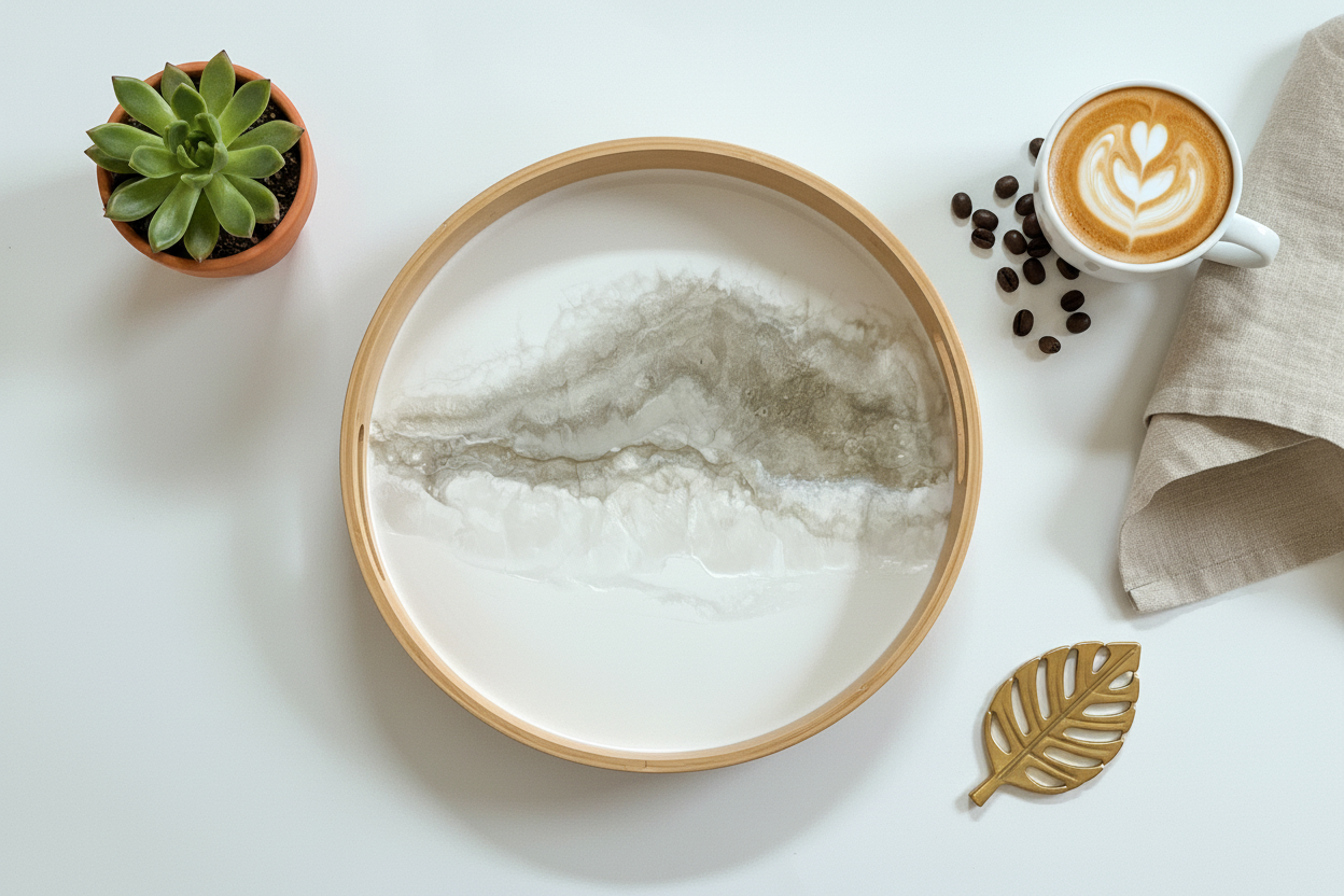 Geode Inspired Bamboo Tray- Quartz Love