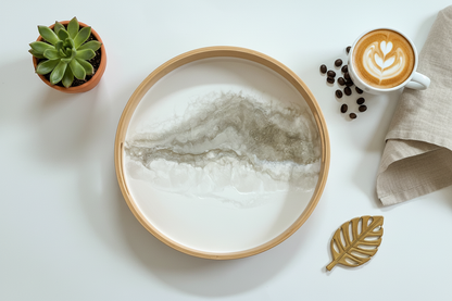 Geode Inspired Bamboo Tray- Quartz Love