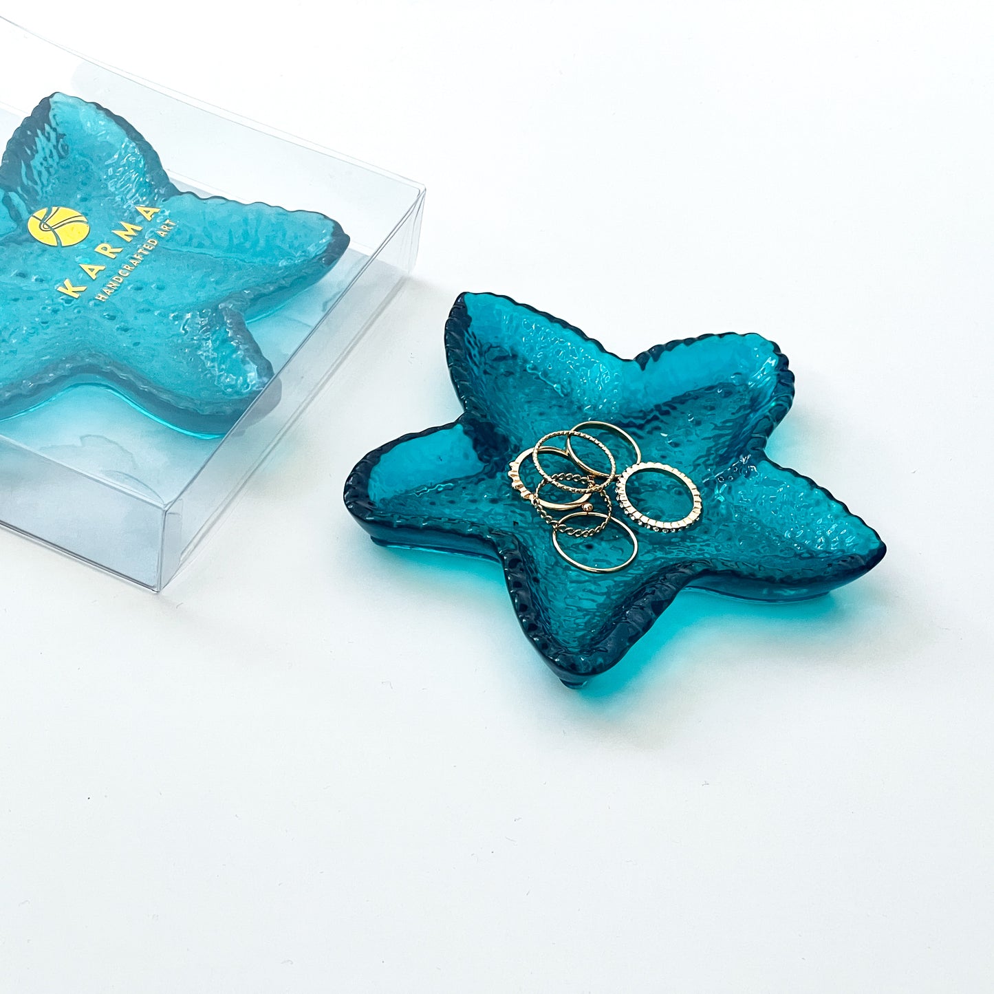 Starfish Trinket Dish | Teal Resin Jewelry Holder