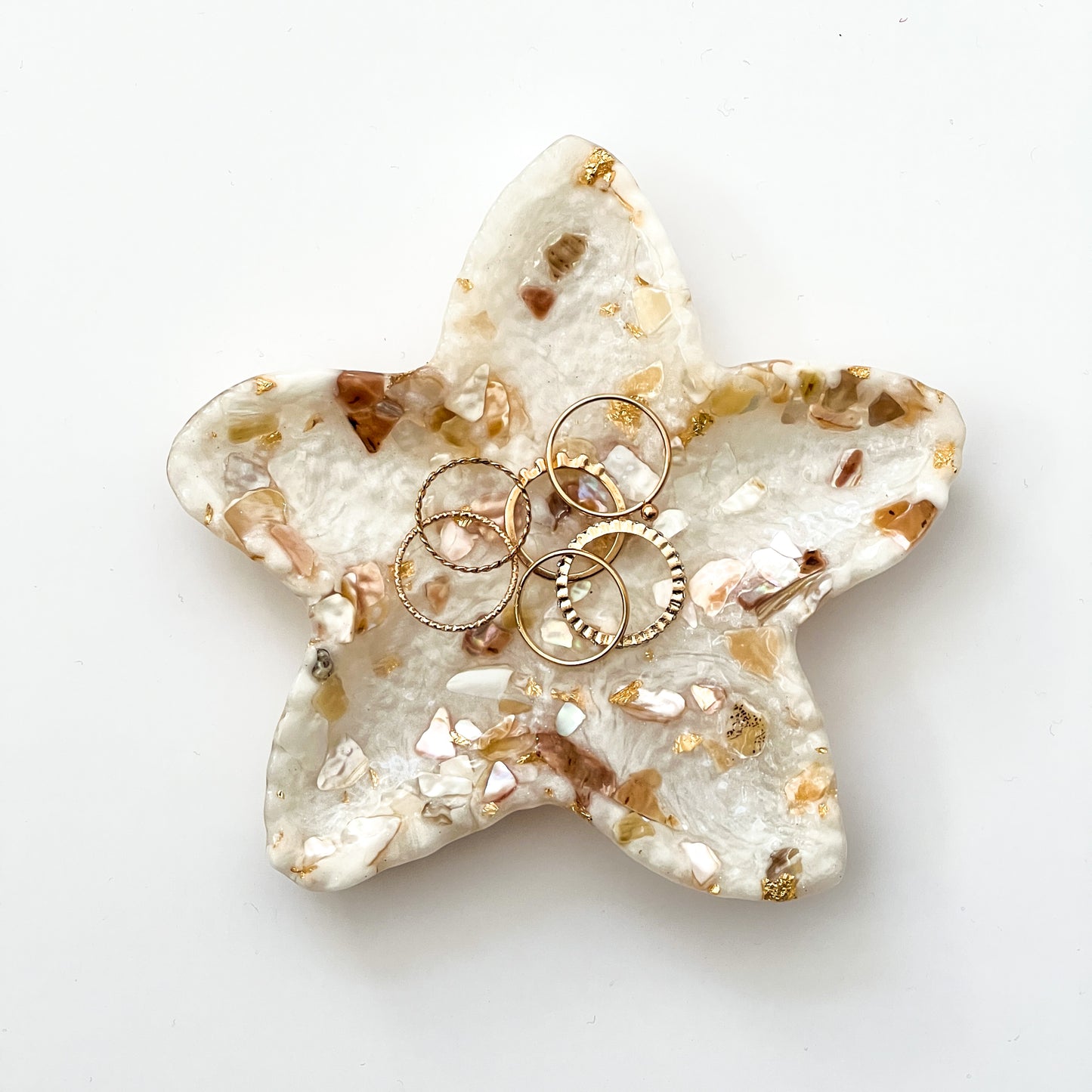 Starfish Trinket Dish | Pearl White Shells Jewelry Holder