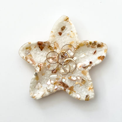Starfish Trinket Dish | Pearl White Shells Jewelry Holder