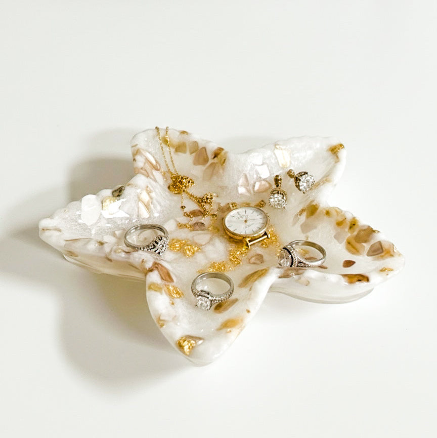 Starfish Trinket Dish | Pearl White Shells Jewelry Holder