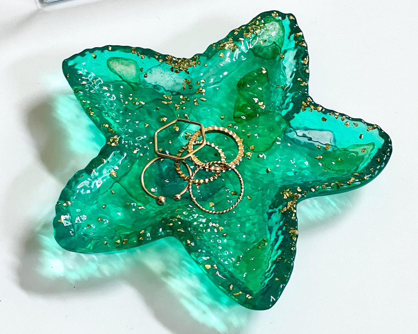 Handcrafted Ocean-Inspired Starfish Trinket Dish | Teal Resin Jewelry Holder