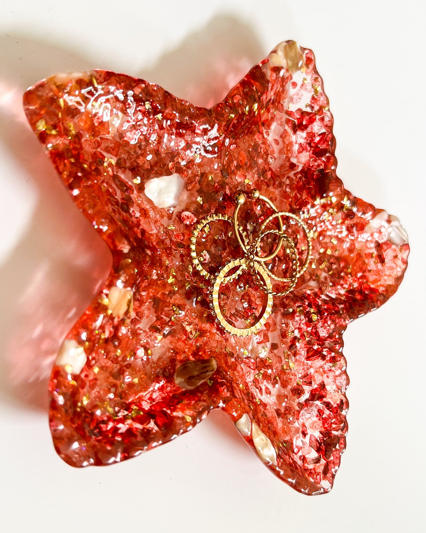 Handcrafted Ocean-Inspired Starfish Trinket Dish | Red Resin Jewelry Holder