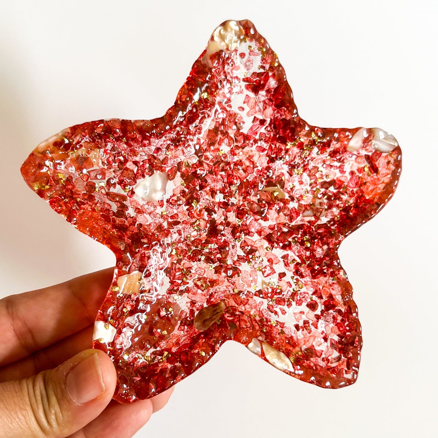 Handcrafted Ocean-Inspired Starfish Trinket Dish | Red Resin Jewelry Holder