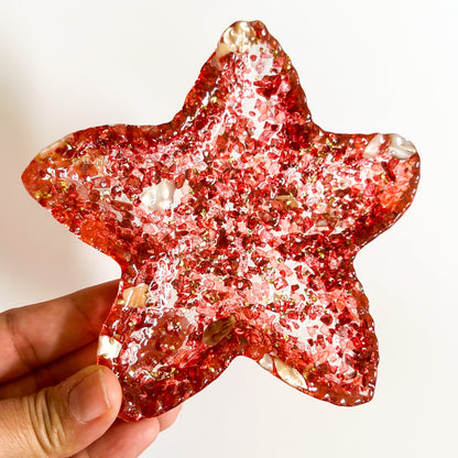 Handcrafted Ocean-Inspired Starfish Trinket Dish | Red Resin Jewelry Holder