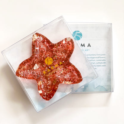 Handcrafted Ocean-Inspired Starfish Trinket Dish | Red Resin Jewelry Holder