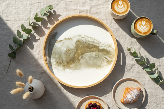 Geode Inspired Bamboo Tray- Quartz Love