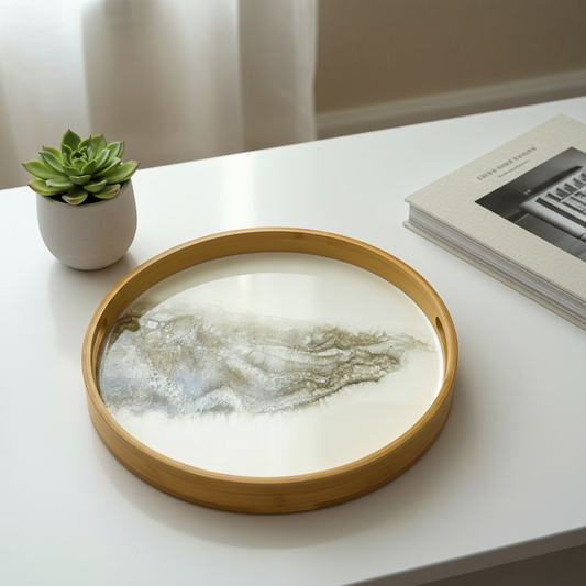 Geode Inspired Bamboo Tray- Quartz Love