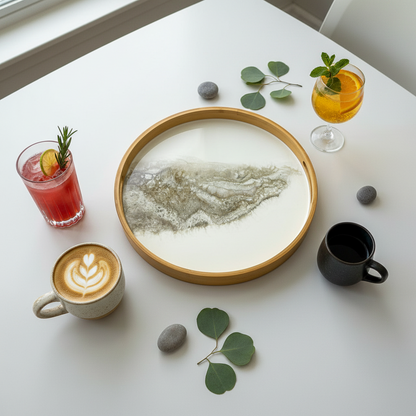 Geode Inspired Bamboo Tray- Quartz Love