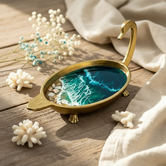 Swan Trinket Tray - with shells- Made to order