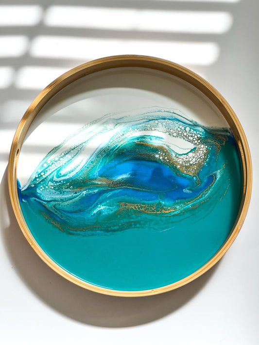 Bamboo Tray- Aqua Drift
