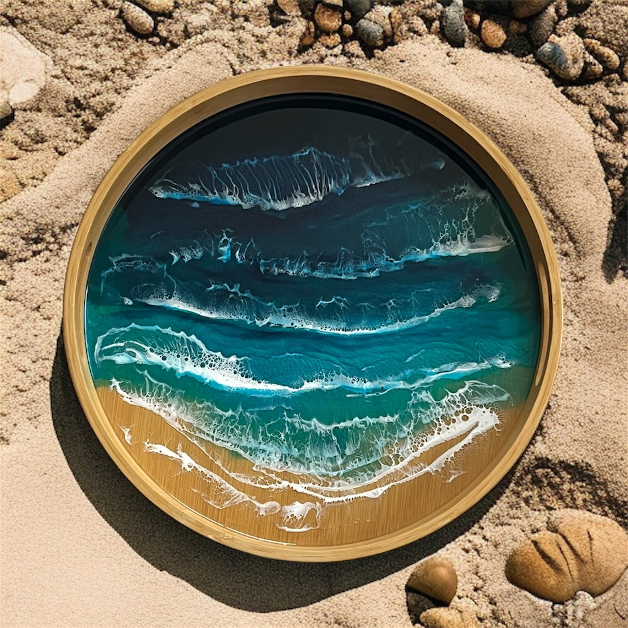 Ocean Inspired Resin Tray – Handcrafted Serving Tray, Centerpiece & Wall Art